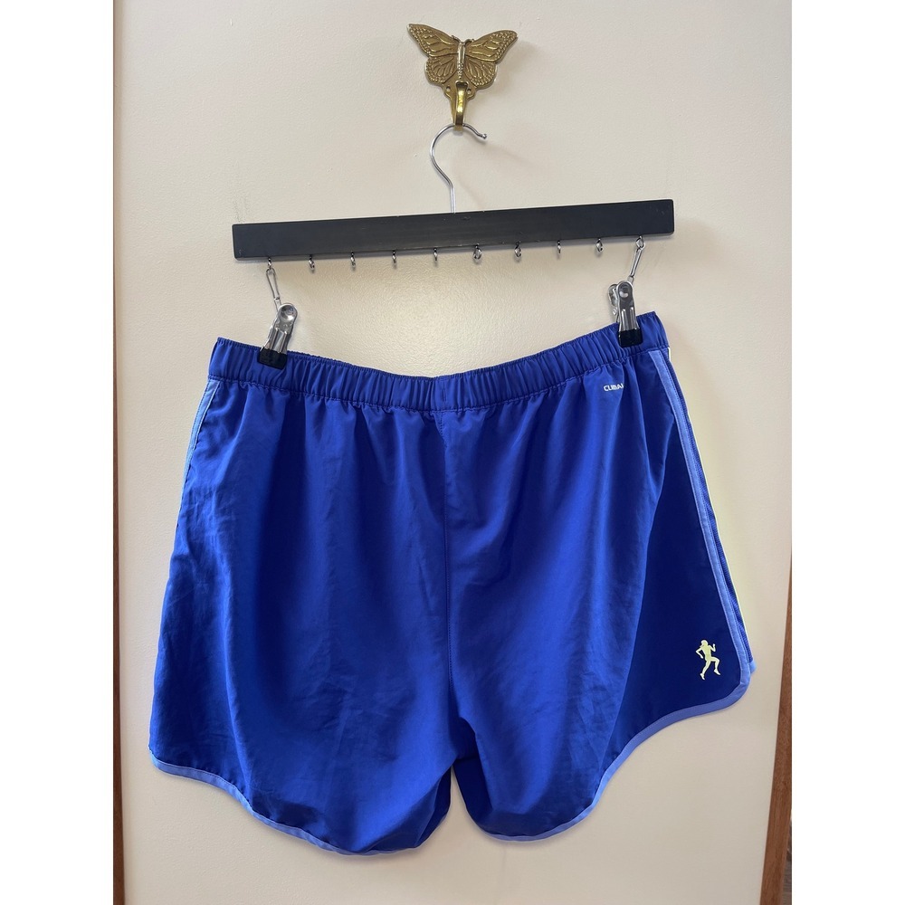 Adidas Marathon 10 Running Shorts Women's Large Blue Neon Yellow Striped
